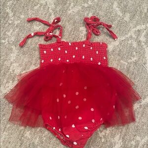 Red Polka Dot Tulle Baby Romper
